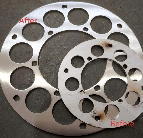 Stainless Steel Edge Rounding Before and After